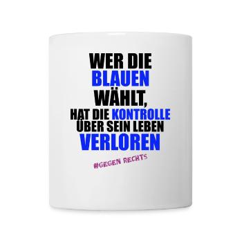 AfD stoppen gegen rechts Demokratie verteidigen - Tasse - Weiß - Vorne