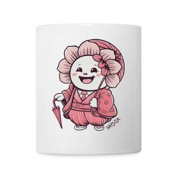 Sakura rose in elegant Japanese robe - Mug - white - Front