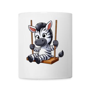 Cute Zebra Swing Cartoon Playground - Mug - white - Front