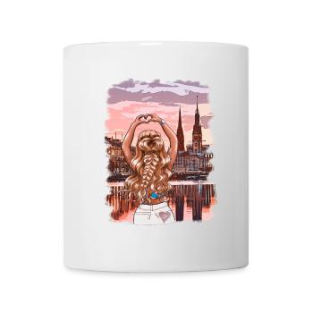 My Hamburg Woman Skyline Illustration - Mug - white - Front