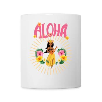 Aloha - Hawai - Pazifik - Urlaub - Blumenmädchen - Tasse - Weiß - Vorne