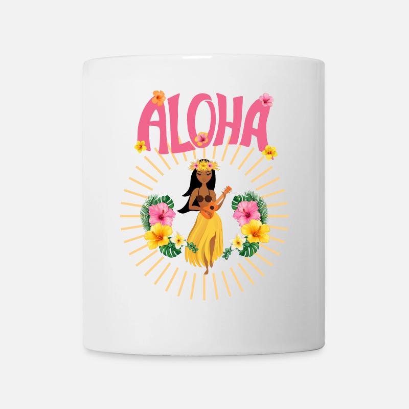 Aloha - Hawai - Pazifik - Urlaub - Blumenmädchen - Tasse - Weiß