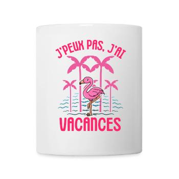 Flamant rose vacances été - Mug blanc - blanc - Devant