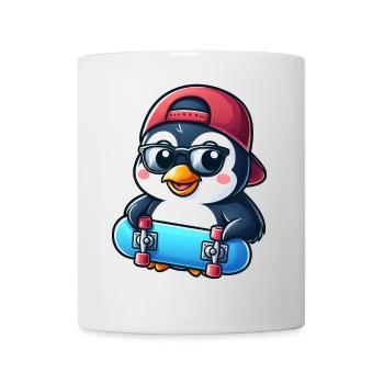 Funny Penguin Skateboard Comic Cartoon Skate - Mug - white - Front