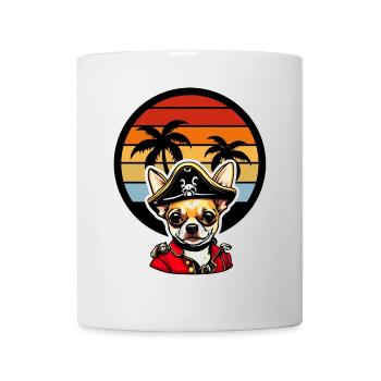 Pirate Chihuahua dans les palmiers du coucher de soleil des Caraïbes - Mug blanc - blanc - Devant