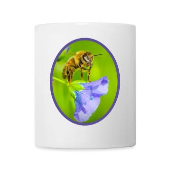 Abeille sur fleur violette - ovale - Mug blanc - blanc - Devant
