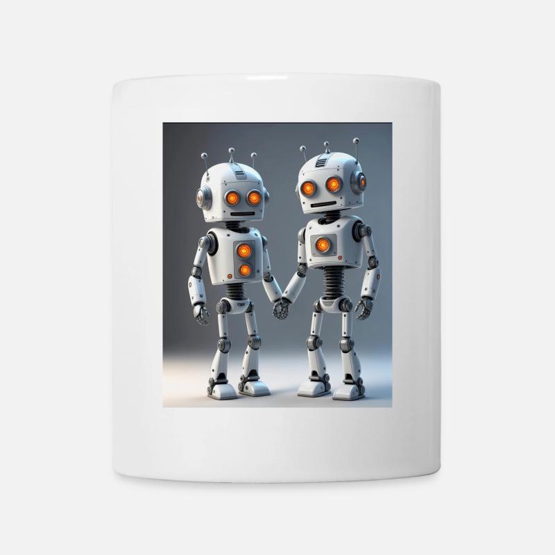 Roboter Pärchen - Tasse - Weiß