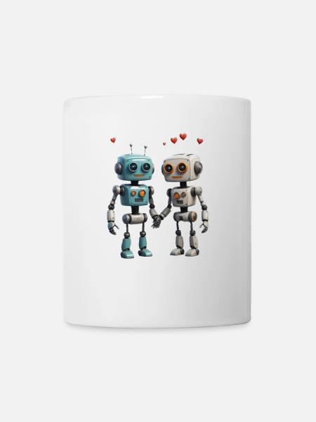Roboter Pärchen - Tasse - Weiß