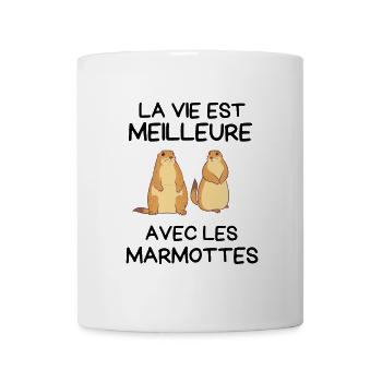 La vie est meilleure avec les marmottes - Mug blanc - blanc - Devant