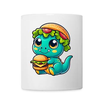 Whimsical dinosaur T-Rex with pumpkin hat - Mug - white - Front