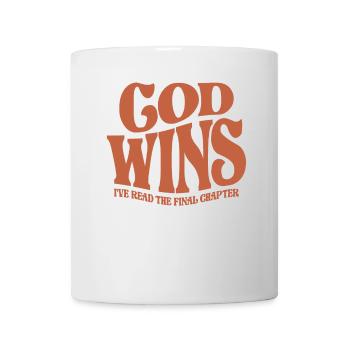 Dieu gagne - Citation chrétienne inspirante - Mug blanc - blanc - Devant