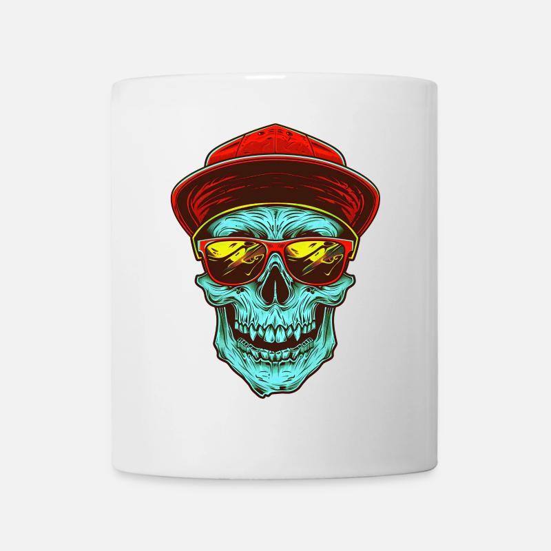 T Shirt Design Hipster Crâne - Mug blanc - blanc