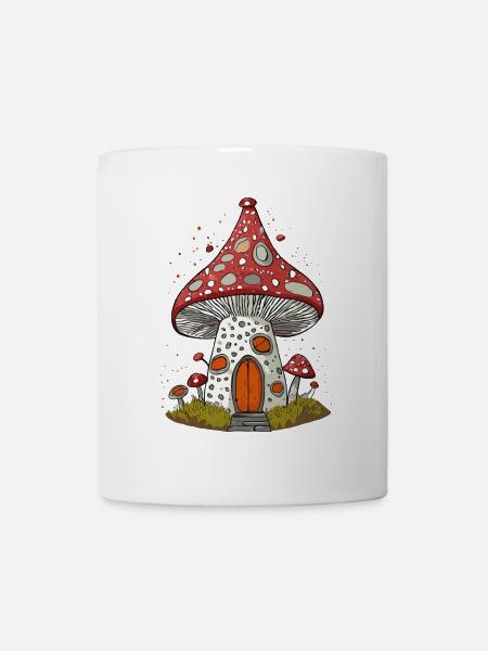 Fantasievolles Pilzhaus - Tasse - Weiß