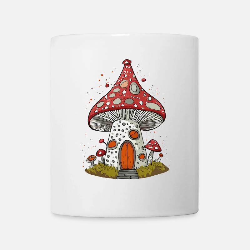 Fantasievolles Pilzhaus - Tasse - Weiß