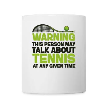 Avertissement de raquette de joueur de tennis drôle - Mug blanc - blanc - Devant