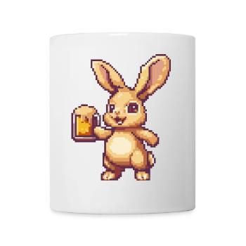 Hase Bier Pixel - Tasse - Weiß - Vorne