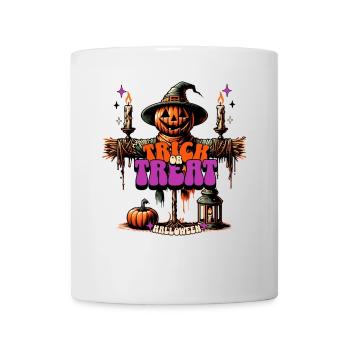 Épouvantail rétro d’Halloween Trick or Treat - Mug blanc - blanc - Devant