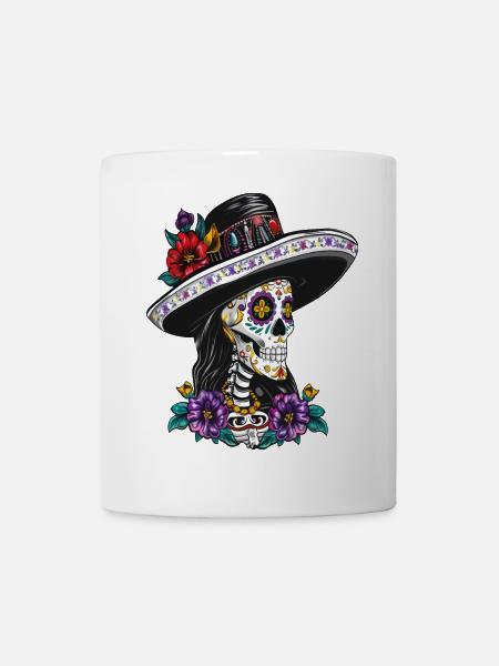 Crâne En Sucre Jour Des Morts Dia De Los Muertos - Mug blanc - blanc