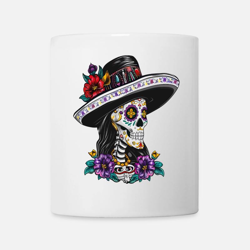 Crâne En Sucre Jour Des Morts Dia De Los Muertos - Mug blanc - blanc