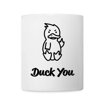 Duck You! | Ente mit Mittelfinger Schimpfwort - Tasse - Weiß - Vorne