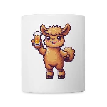 Alpaka Llama Bier Pixel - Tasse - Weiß - Vorne