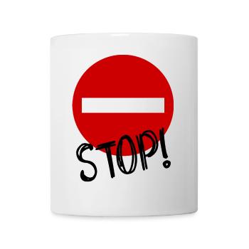 STOP. PANNEAU. PAPA. MOTO. DRÔLE. VOITURE - Mug blanc - blanc - Devant