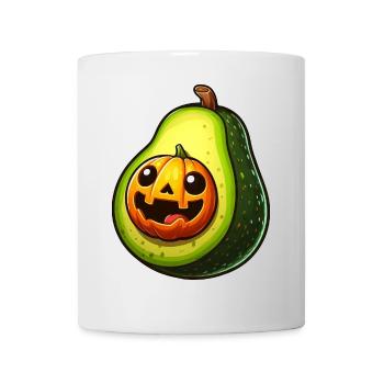 Gruselige Halloween Avocado Monster Cartoon Vegan - Tasse - Weiß - Vorne
