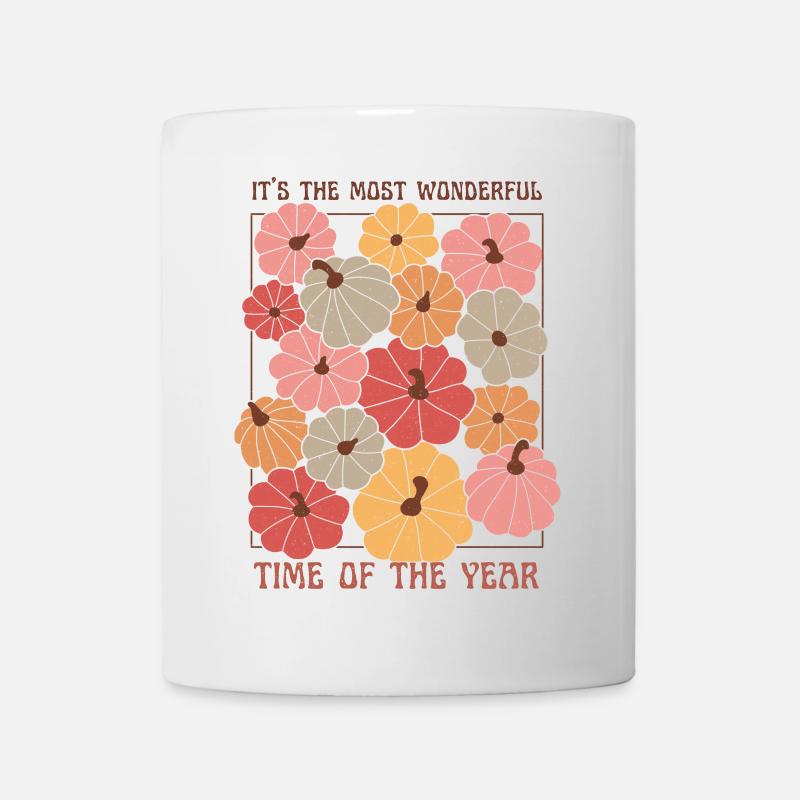 Buntes Kürbisfeld Herbst Zitat - Tasse - Weiß