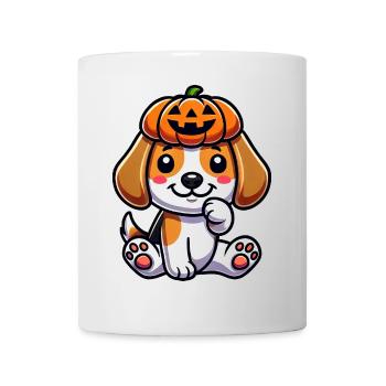 Mignon dessin animé Beagle Chien Halloween Citrouille Octobre - Mug blanc - blanc - Devant