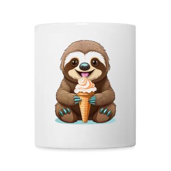 Mignon paresseux mangeant une glace - Mug blanc - blanc - Devant