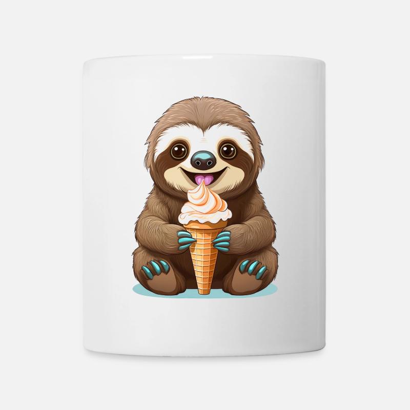 Niedliches Faultier, das ein Eis isst - Tasse - Weiß