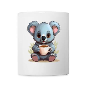 Koala with a cup of coffee, tea or cocoa - Mug - white - Front