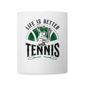 Drôle de joueur de tennis raquette la vie est - Mug blanc - blanc - Devant