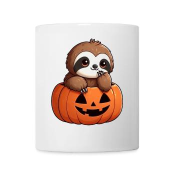 Halloween Faultier Kürbis Hexenhut Süßes Cartoon - Tasse - Weiß - Vorne