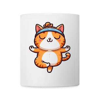 Katze Yoga Meditation Meditieren Balancieren - Tasse - Weiß - Vorne