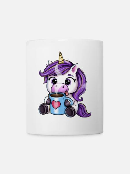 Kaffee-Einhorn Herzbecher - Tasse - Weiß