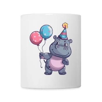 Nilpferd Geburtstag Comic - Tasse - Weiß - Vorne