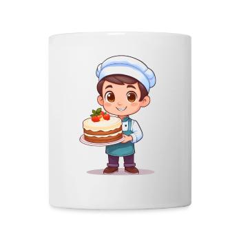 Pastry chef with cake - Mug - white - Front