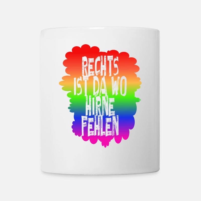 Rechts ist da wo Hirne fehlen - Tasse - Weiß
