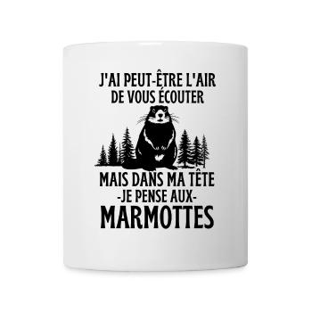 Mais dans ma tête je pense aux marmottes - Mug blanc - blanc - Devant