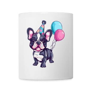 Französische Buldogge Hunde Geburtstag Comic - Tasse - Weiß - Vorne