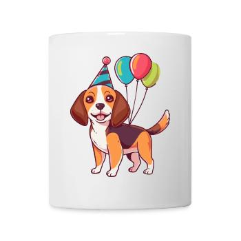 Beagle Hunde Geburtstag Comic - Tasse - Weiß - Vorne