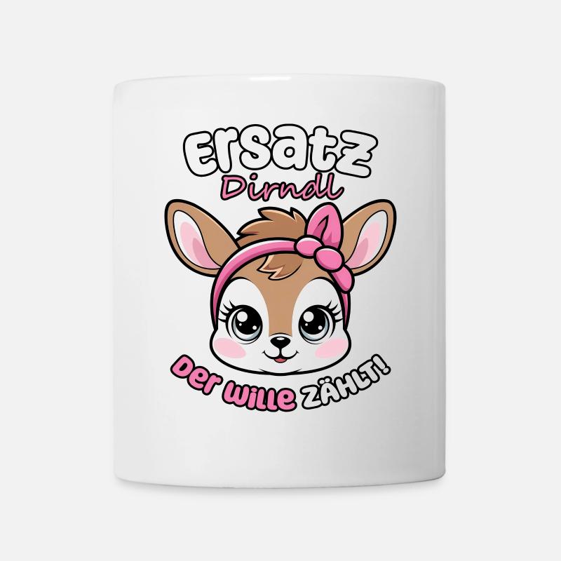 Kawaii Hirsch dit dirndl de remplacement, la volonté compte ! - Mug blanc - blanc