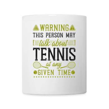 Avertissement de raquette de joueur de tennis drôle - Mug blanc - blanc - Devant