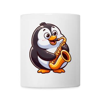 Süßer Pinguin Saxofonist Klassische Musik Cartoon - Tasse - Weiß - Vorne