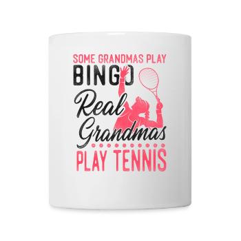 Drôle de joueur de tennis raquette grand-mère - Mug blanc - blanc - Devant