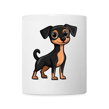 Pinscher Hund Comic Niedlich - Tasse - Weiß - Vorne