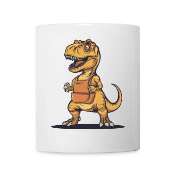 Humorvoller Dinosaurier mit Schürze - Tasse - Weiß - Vorne