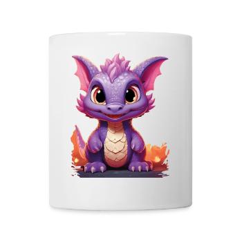 Farbenfroher Drache mit niedlichem Ausdruck - Tasse - Weiß - Vorne