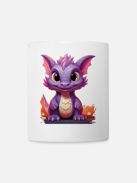 Farbenfroher Drache mit niedlichem Ausdruck - Tasse - Weiß